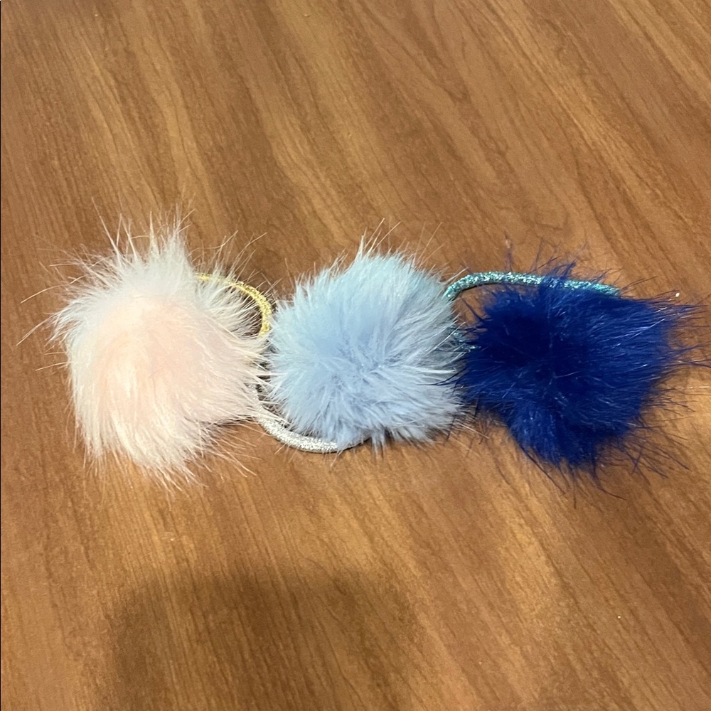 Never Used Pom Pom Hair Ties Set